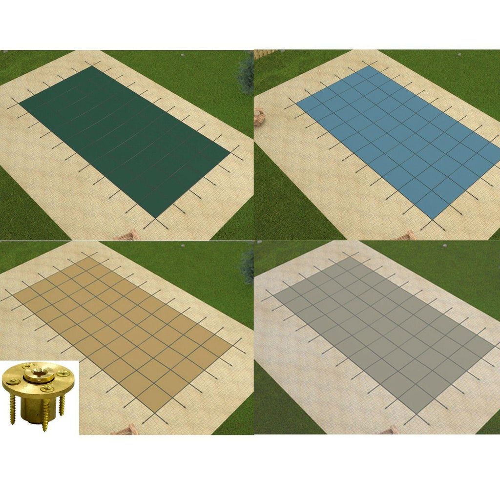 gli promesh rectangle swimming pool safety covers w/ wood anchors (choose color)