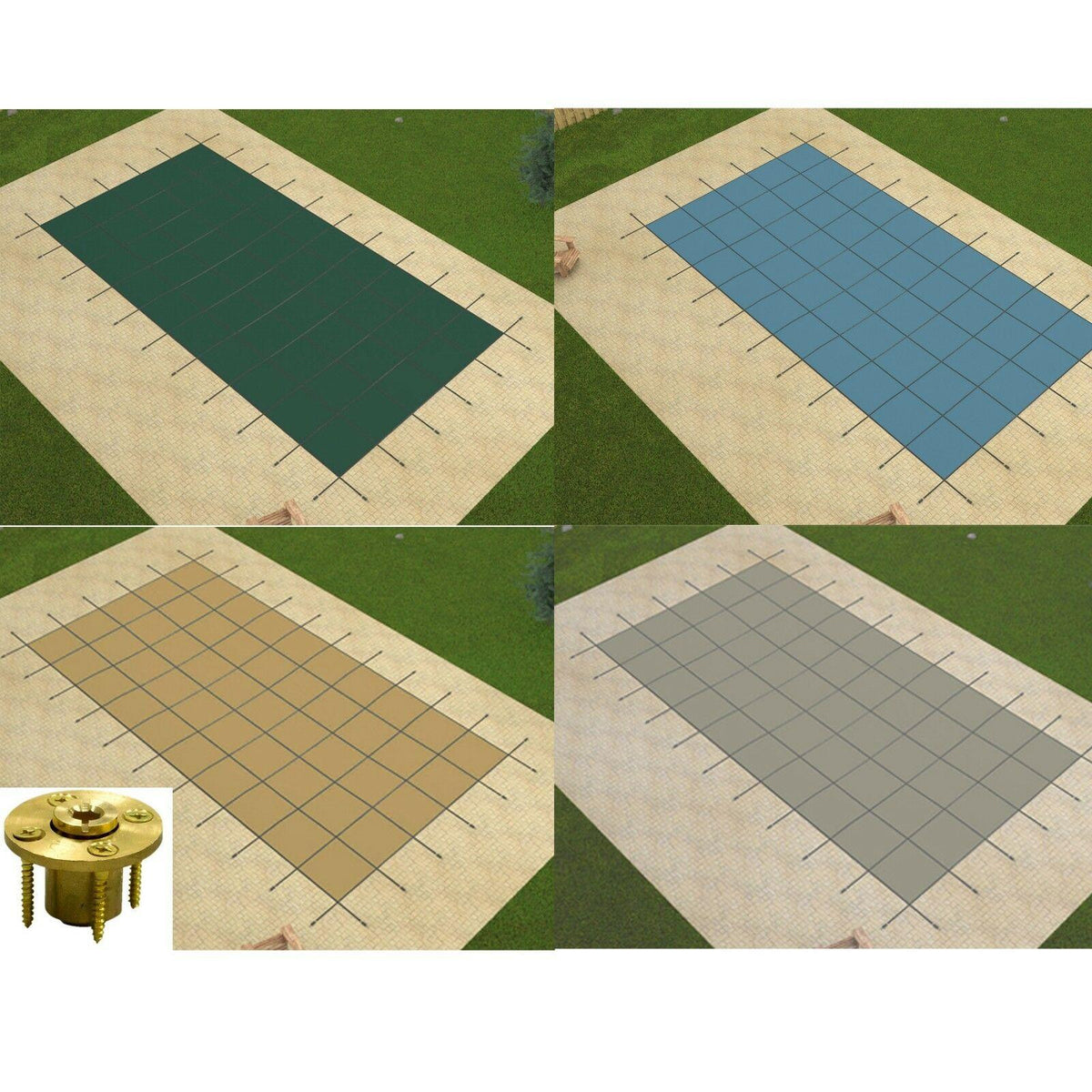 gli promesh rectangle swimming pool safety covers w/ wood anchors (choose color)