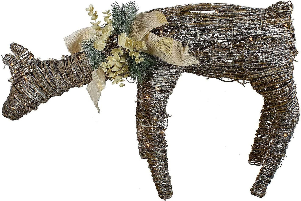 Northlight 38" LED DrinRattan Deer Fawn Christmas Outdoor Decoration | Fabric | 1 Pc.