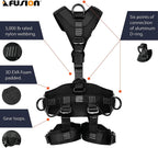 Fusion Climb Tac Rescue Tactical Full Body EVA Padded Heavy Duty Adjustable Zipline Harness 23kN S Black