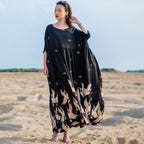 Printed Folk Style Casual Loose Maxi Short Sleeve Dress For Women