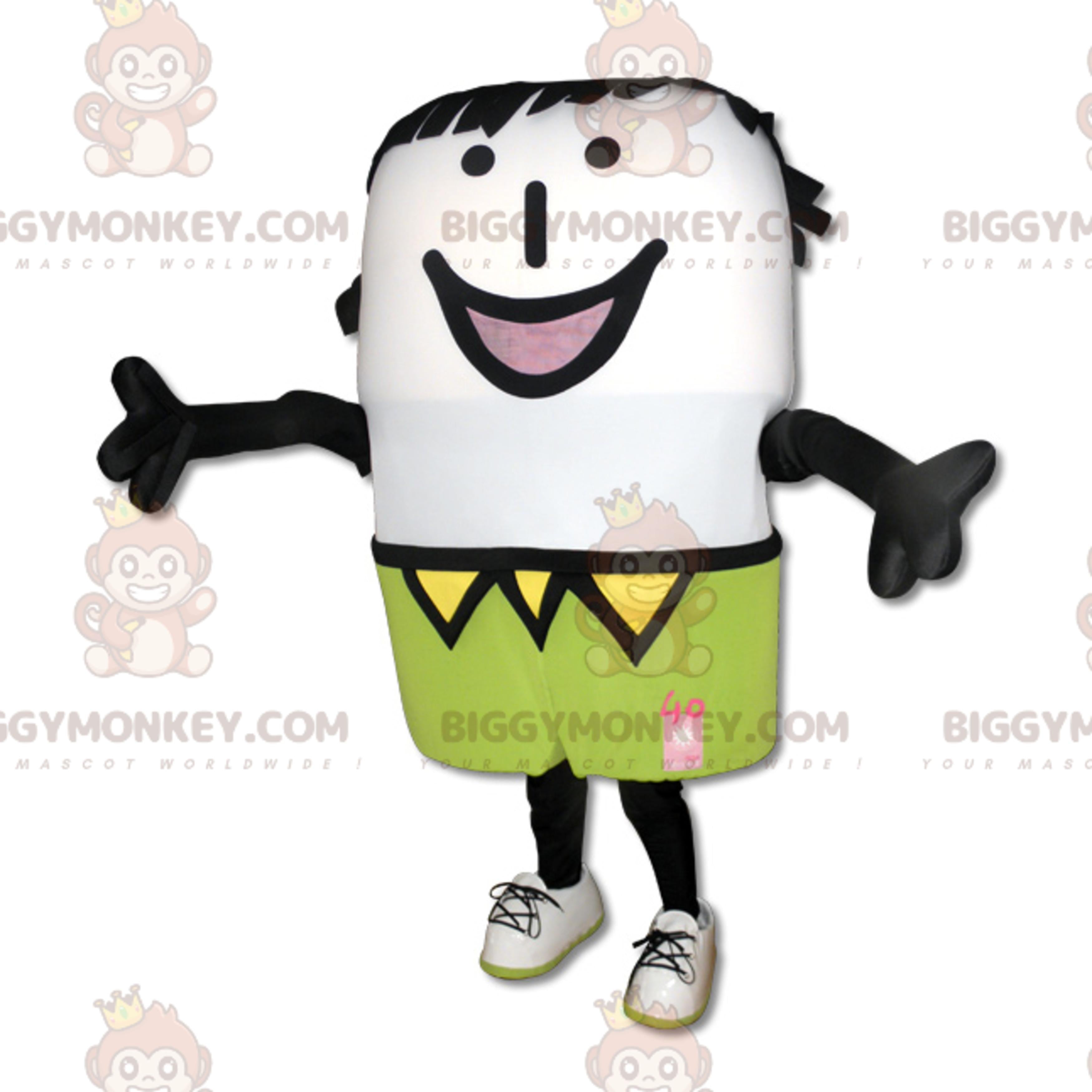 BIGGYMONKEYSmiling Snowman Mascot Costume with Colorful Outfit