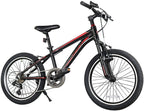 Coewske 20 Inch Kids Bike Enjoy-Style 6 Speed Mountain Bike with Kickstand Black