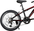 Coewske 20 Inch Kids Bike Enjoy-Style 6 Speed Mountain Bike with Kickstand Black