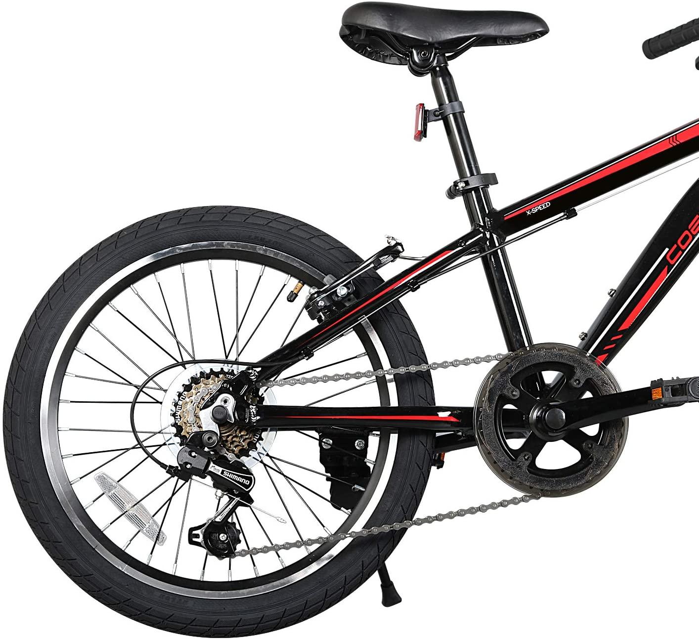 Coewske 20 Inch Kids Bike Enjoy-Style 6 Speed Mountain Bike with Kickstand Black