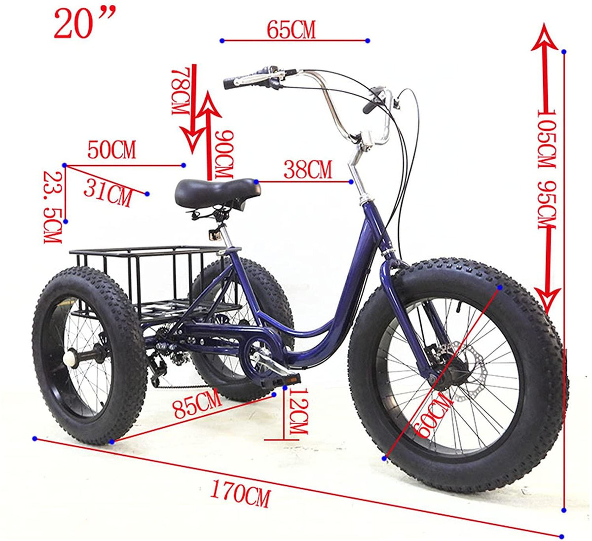 Adult Tricycles, 7 Speed Adult Trikes 20 inch 3 Wheel Bikes with Big Basket for Shopping, Entertainment, Picnics, Workout Men's Women's Cruiser Bike.[Stock in U.S]