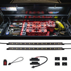 2pc White Truck Tool Box LED Lighting Kit for Work & Utility Trucks | Universal Fitment 12" Tubes Install Inside Lid & Shine Down on Tools, Includes Magnetic Power Switch for Automatic On/Off