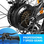 VIVI 350W 20inch Folding Electric Bikes, Urban 7 Speed Electric Commuter Bicycle, Ebike for Adults with 36V Removable 8Ah Lithium Battery, Rear Shock Absorber&amp;LEDHeadlight