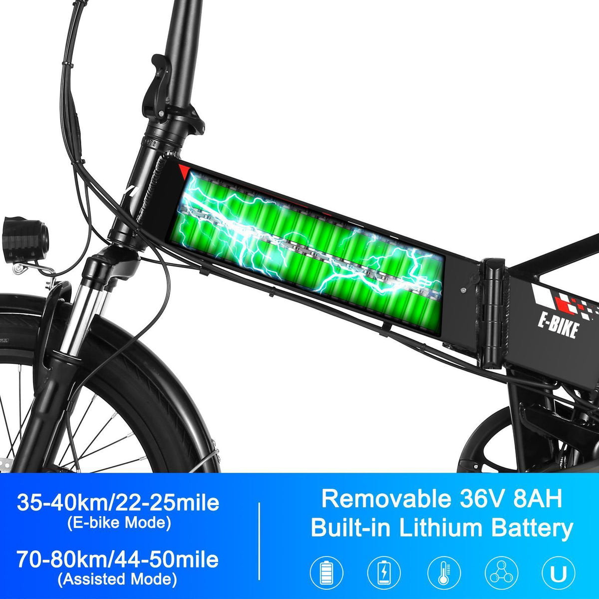 VIVI 350W 20inch Folding Electric Bikes, Urban 7 Speed Electric Commuter Bicycle, Ebike for Adults with 36V Removable 8Ah Lithium Battery, Rear Shock Absorber&amp;LEDHeadlight