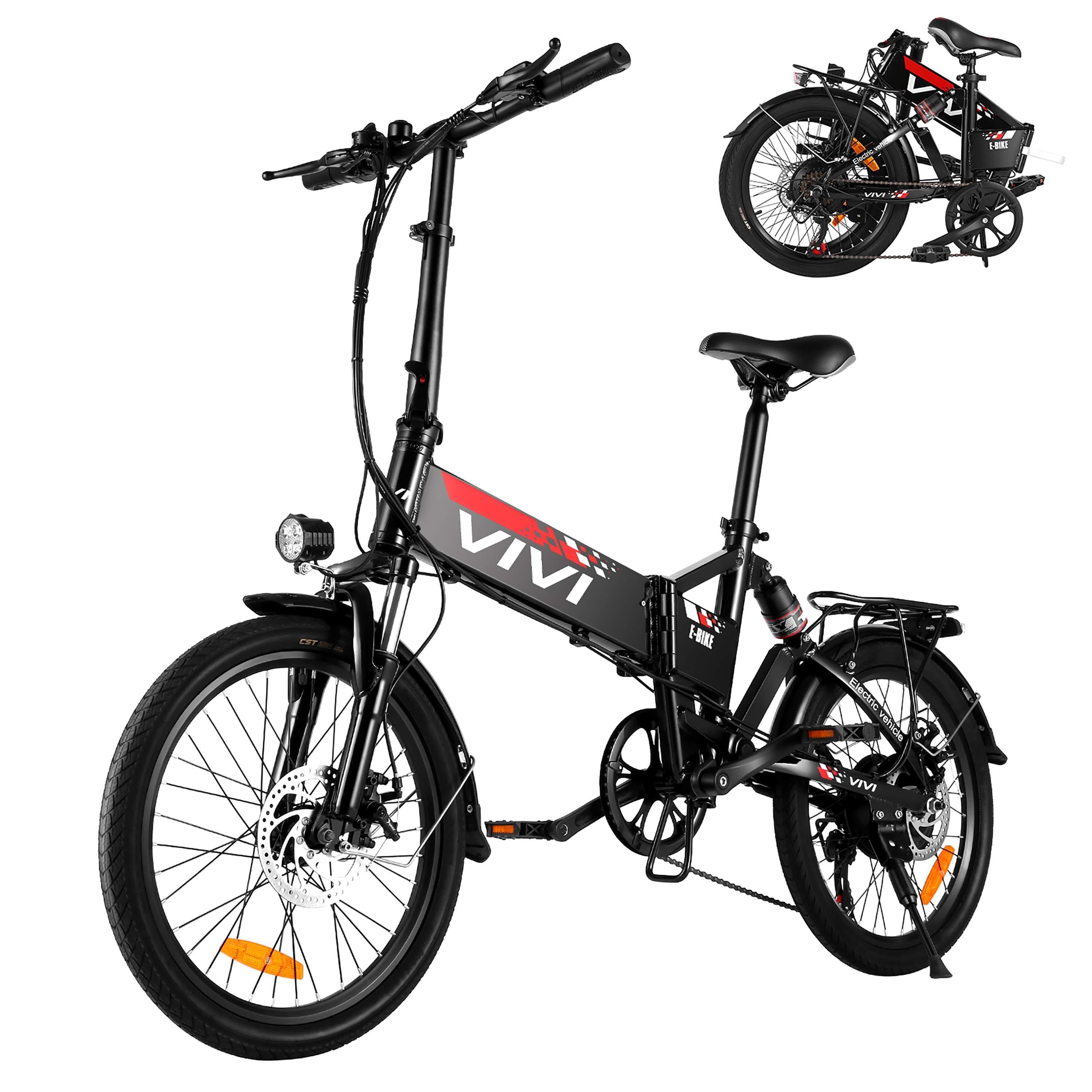 VIVI 350W 20inch Folding Electric Bikes, Urban 7 Speed Electric Commuter Bicycle, Ebike for Adults with 36V Removable 8Ah Lithium Battery, Rear Shock Absorber&amp;LEDHeadlight