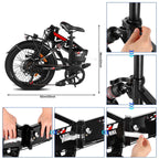 VIVI 350W 20inch Folding Electric Bikes, Urban 7 Speed Electric Commuter Bicycle, Ebike for Adults with 36V Removable 8Ah Lithium Battery, Rear Shock Absorber&amp;LEDHeadlight