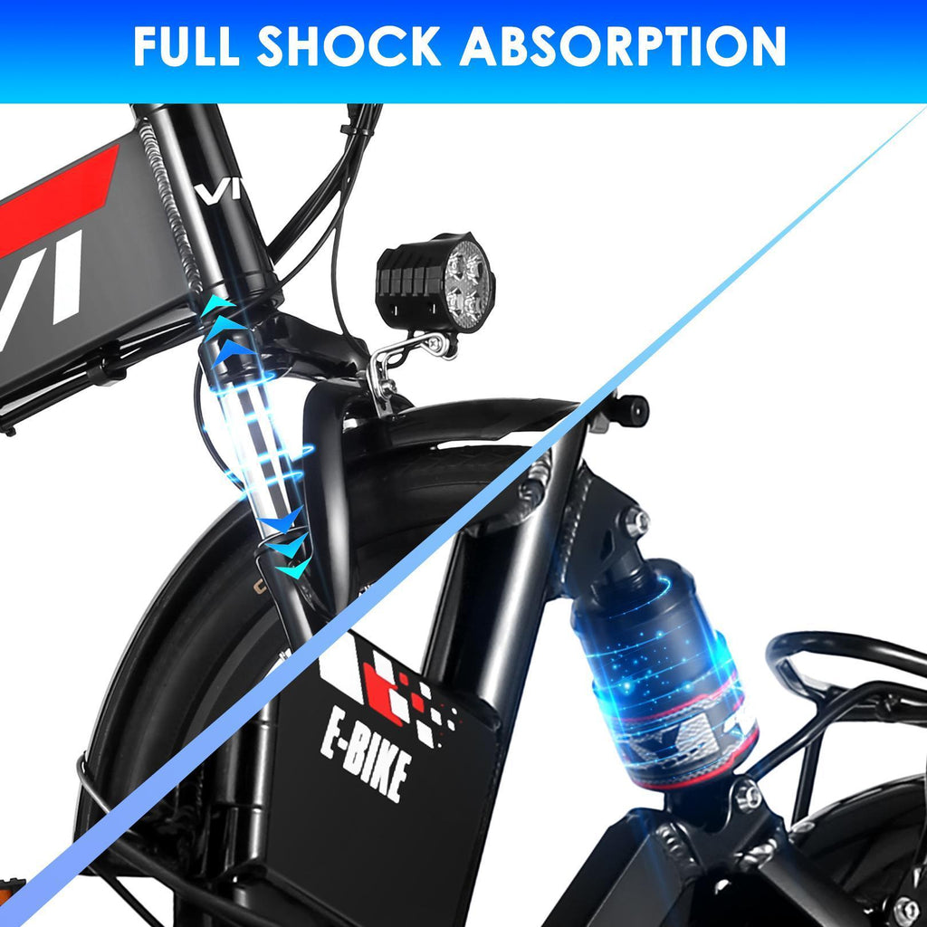VIVI 350W 20inch Folding Electric Bikes, Urban 7 Speed Electric Commuter Bicycle, Ebike for Adults with 36V Removable 8Ah Lithium Battery, Rear Shock Absorber&amp;LEDHeadlight
