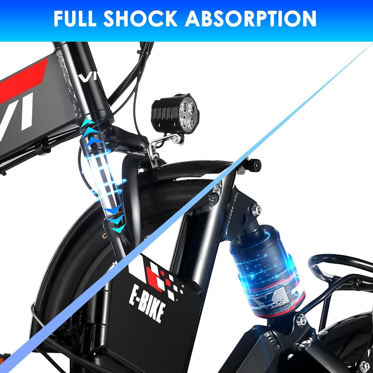 VIVI 350W 20inch Folding Electric Bikes, Urban 7 Speed Electric Commuter Bicycle, Ebike for Adults with 36V Removable 8Ah Lithium Battery, Rear Shock Absorber&amp;LEDHeadlight