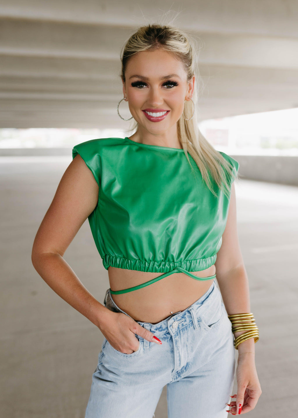 cropped muscle tie tank top