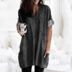 Temperament Printed V-Neck Loose Long Sleeve T-Shirt