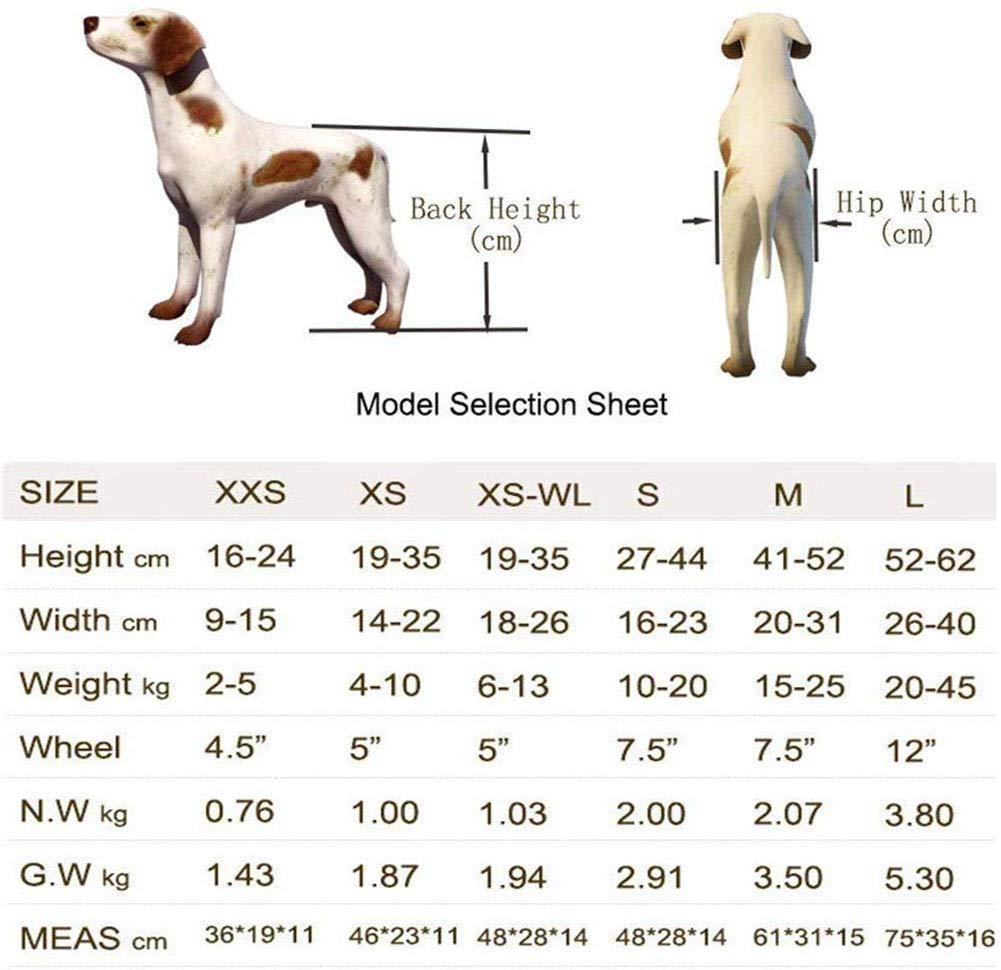 FBJYX Dog Wheelchair, Hind Legs Rehabilitation Disabled Dog Assisted Walk Two Wheels Adjustable Pet Wheelchair for  Cats Small Dogs Pomeranian Chihuahua,S
