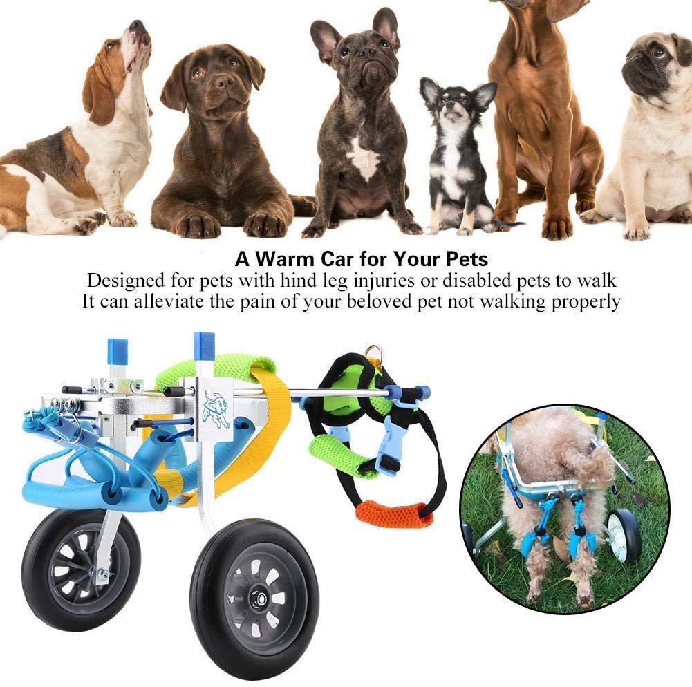 FBJYX Dog Wheelchair, Hind Legs Rehabilitation Disabled Dog Assisted Walk Two Wheels Adjustable Pet Wheelchair for  Cats Small Dogs Pomeranian Chihuahua,S