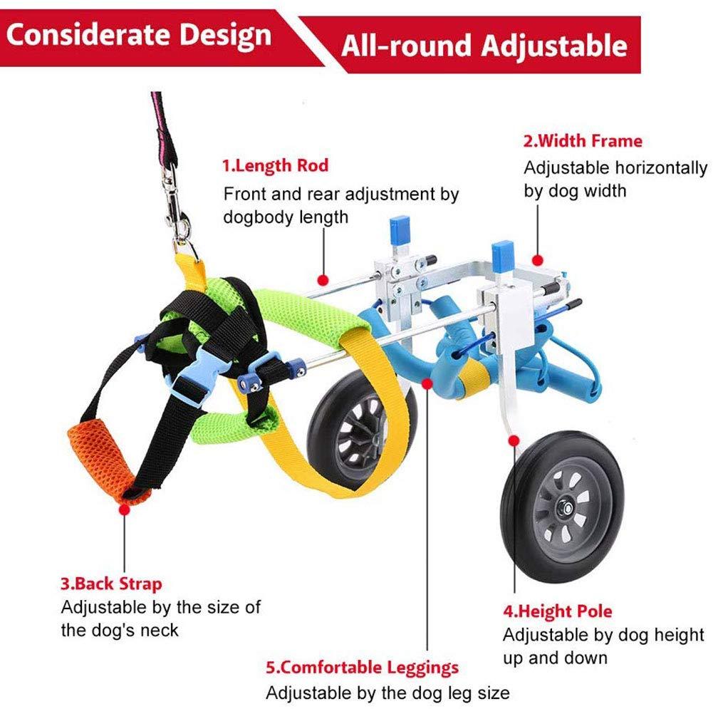 FBJYX Dog Wheelchair, Hind Legs Rehabilitation Disabled Dog Assisted Walk Two Wheels Adjustable Pet Wheelchair for  Cats Small Dogs Pomeranian Chihuahua,S