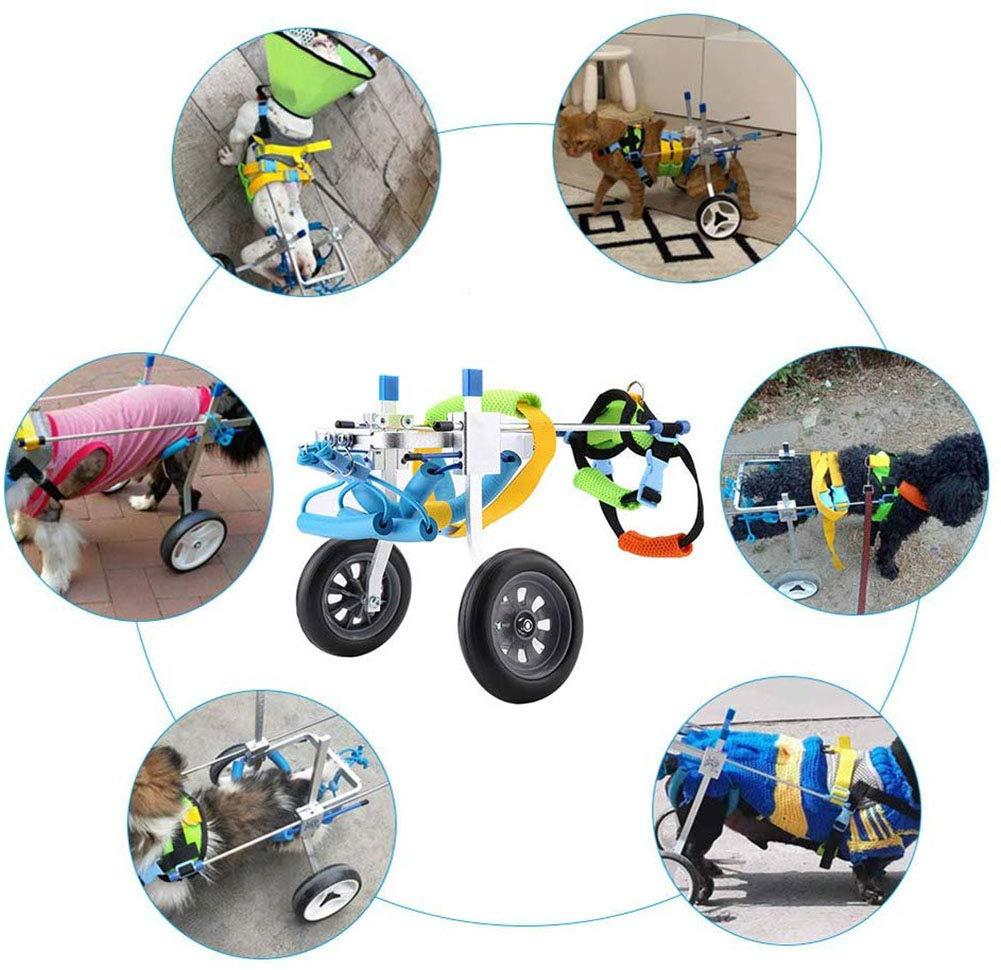 FBJYX Dog Wheelchair, Hind Legs Rehabilitation Disabled Dog Assisted Walk Two Wheels Adjustable Pet Wheelchair for  Cats Small Dogs Pomeranian Chihuahua,S