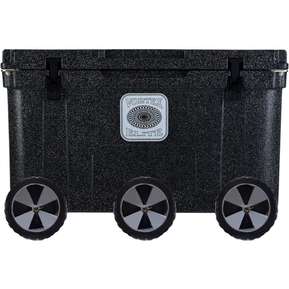 Elite 78 Qt. Rotational-Molded Customizable Cooler System with 3 Sets of Beach Wheels in Basalt