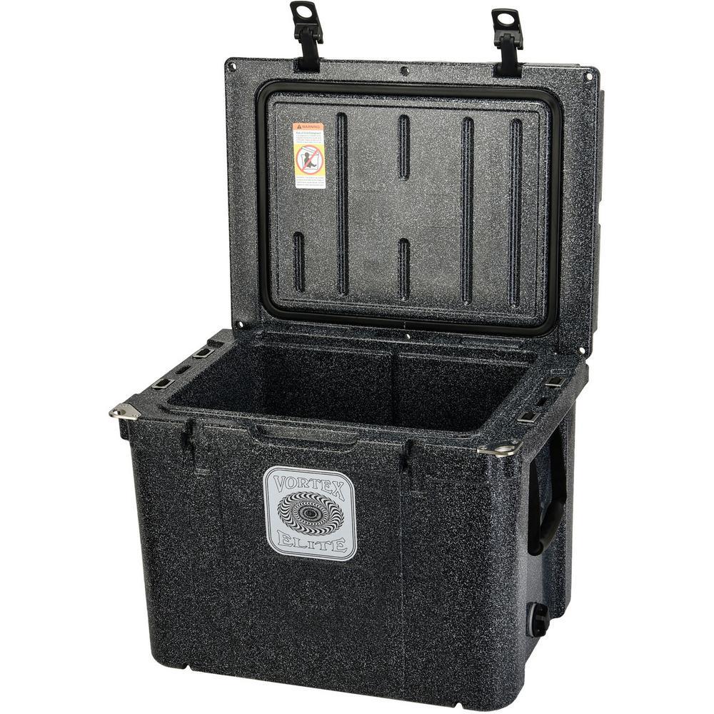 Elite 78 Qt. Rotational-Molded Customizable Cooler System with 3 Sets of Beach Wheels in Basalt