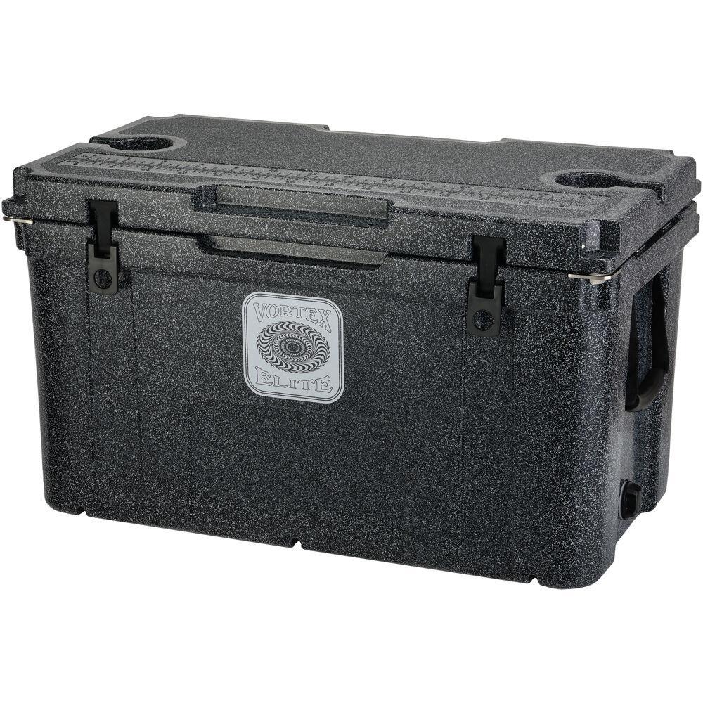 Elite 78 Qt. Rotational-Molded Customizable Cooler System with 3 Sets of Beach Wheels in Basalt