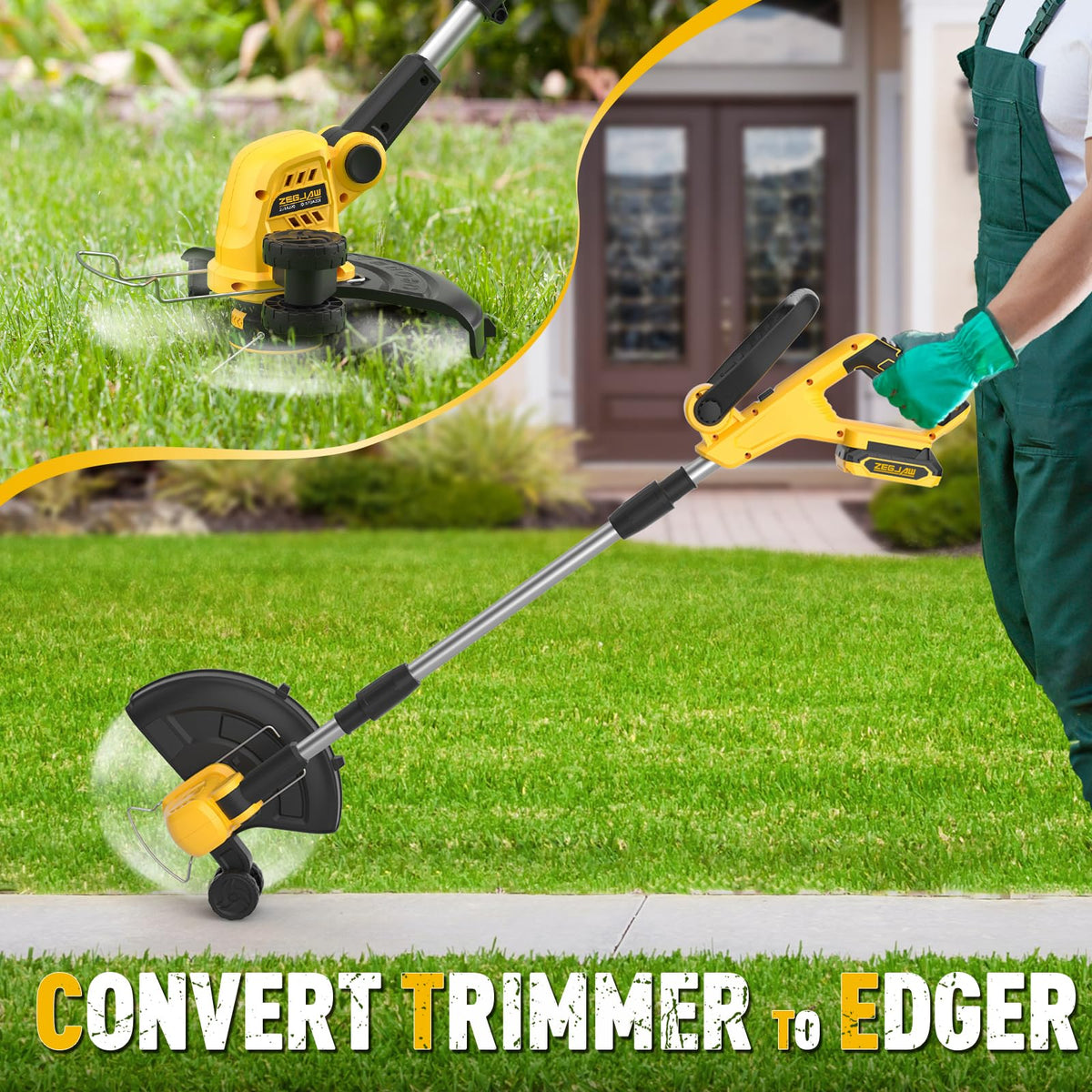 20v 13-inch Lawn Mower and 12-inch String Trimmer Combo with 2x4.0Ah Batteries and Charger, Grass Cutter with 5-Position Height Adjustment, Weed Wacker with 8pcs Line for Yard, Garden