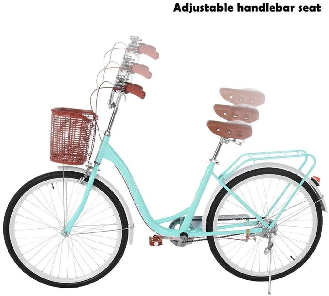 Women Bikes Beach Cruiser Bike for Women, 26 Inch Classic Retro Bicycle Road Bikes, Classic Retro Bicycler with Baskets &amp; Rear Racks, Comfort Commuter Bicycle for Leisure Picnics &amp; Shopping