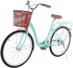 Women Bikes Beach Cruiser Bike for Women, 26 Inch Classic Retro Bicycle Road Bikes, Classic Retro Bicycler with Baskets &amp; Rear Racks, Comfort Commuter Bicycle for Leisure Picnics &amp; Shopping