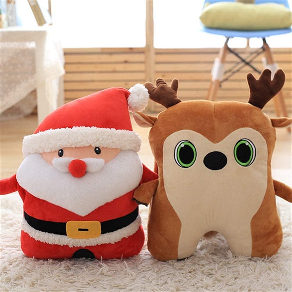 JIARUN Santa Claus Throw Pillows, Christmas Elk Plush Toys, Christmas Atmosphere Decoration, Sofa Bedroom Living Room Car Seat, Pack of 2(Santa Claus and Elk),50cm