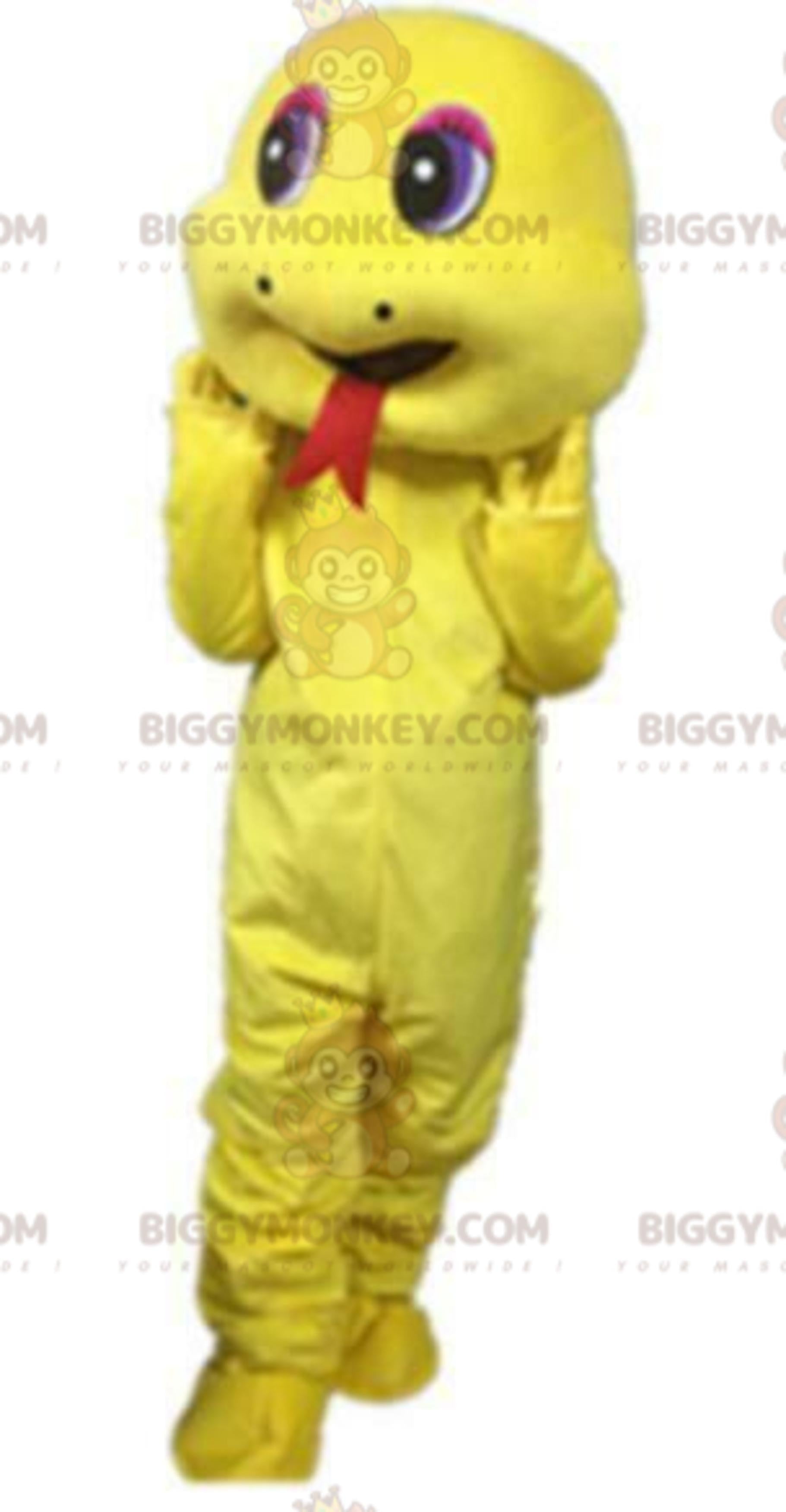 Yellow snake BIGGYMONKEYmascot costume, salamander costume