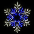 28 in. 407-Light LED Blue and Cool White Hanging Snowflake with Star Center