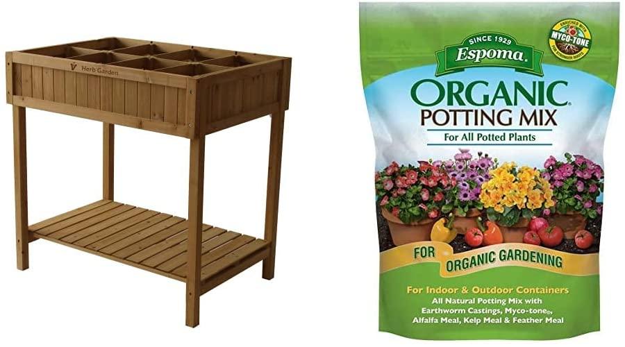 vegtrug 8 pocket herb garden &amp; espoma ap8 8-quart organic potting mix