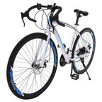 EINCCM 26" Men's and Women's Bike Aluminum 21-Speed Mountain Bike Dual Disc Brakes Full Suspension Non-slip Outdoor White