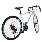 EINCCM 26" Men's and Women's Bike Aluminum 21-Speed Mountain Bike Dual Disc Brakes Full Suspension Non-slip Outdoor White