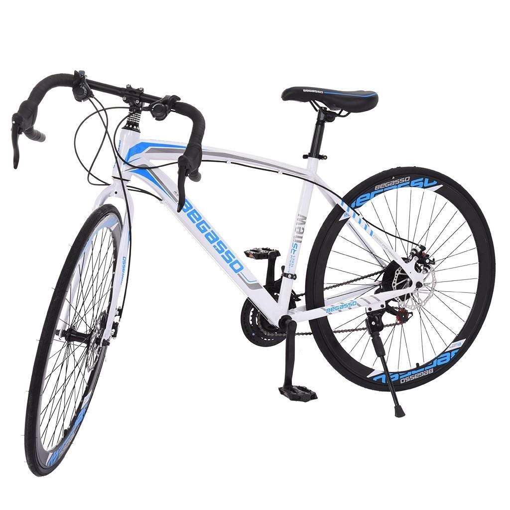 EINCCM 26" Men's and Women's Bike Aluminum 21-Speed Mountain Bike Dual Disc Brakes Full Suspension Non-slip Outdoor White