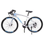 EINCCM 26" Men's and Women's Bike Aluminum 21-Speed Mountain Bike Dual Disc Brakes Full Suspension Non-slip Outdoor White