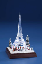 Pack of 2 White and Clear Winter Eiffel Towers with LED Light 8”