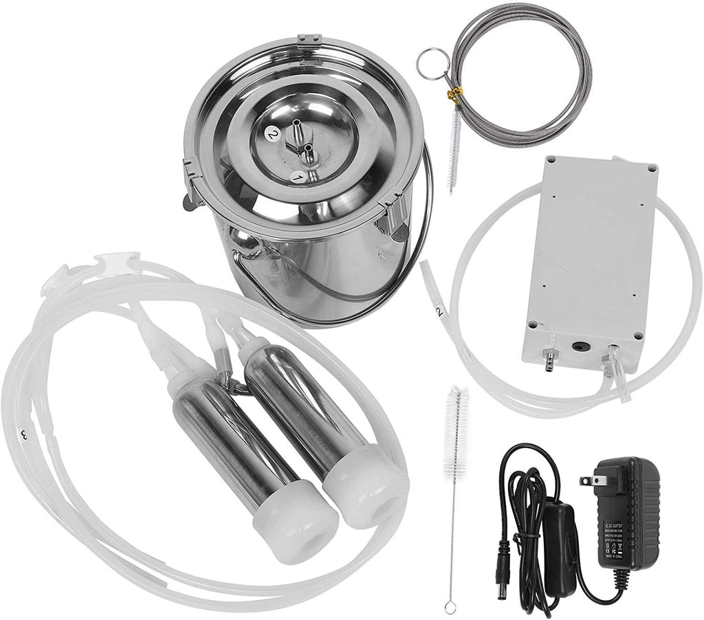 haox 3l electric milking machine for cows, pulsation vacuum pump milker, milking supplies with stainless steel bucket, portable suction machine, livestock milking equipment for cows(us)