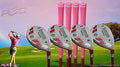 Senior Ladies iDrive Pink Golf Clubs All Hybrid Set 55+ Years Womens Right Handed Lady Full True Hybrid Complete Set which Includes: #4, 5, 6, 7 Utility “Senior” Flex Club