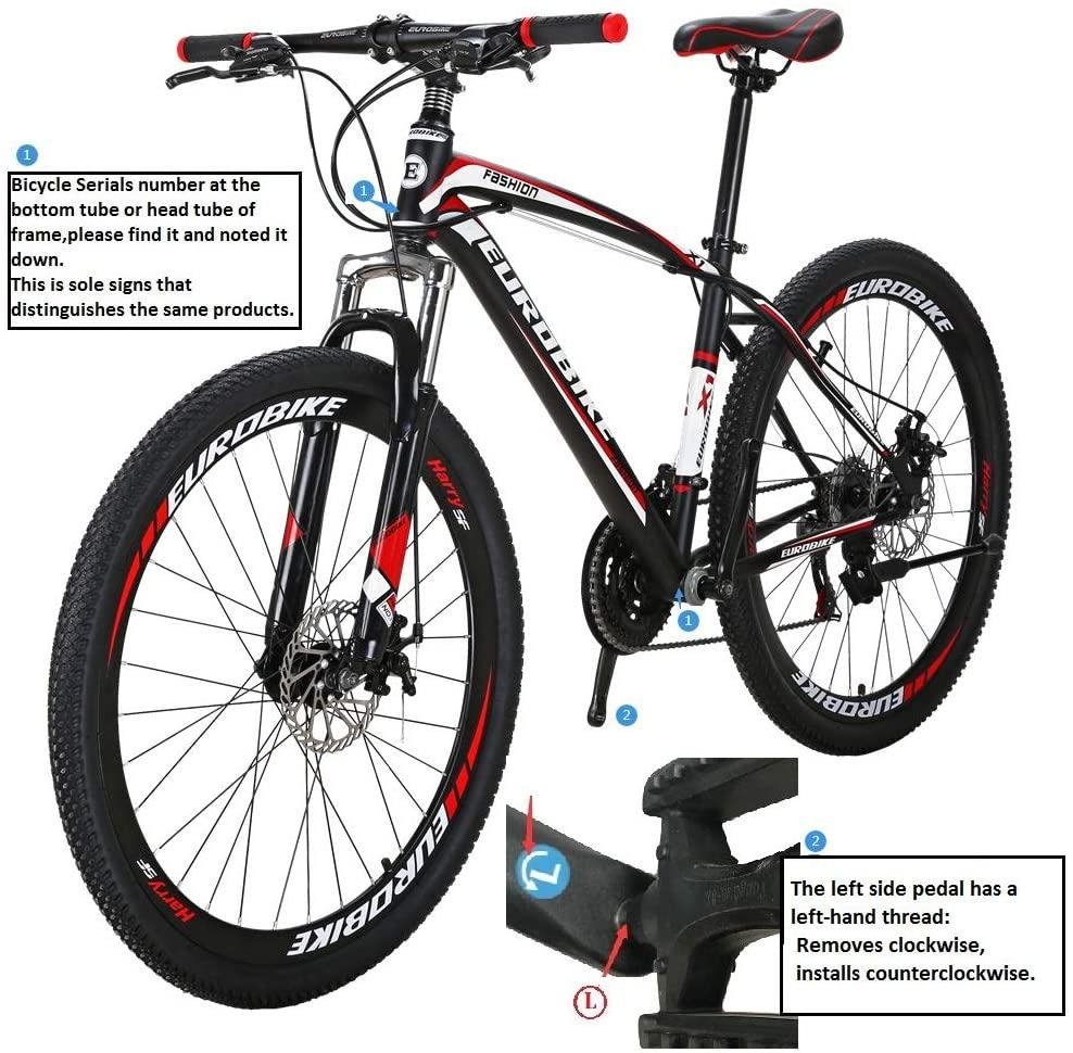 Eurobike Bikes X1 27.5 Inches Wheels 21 Speed Mountain Bike Dual Disc Brake Bicycle