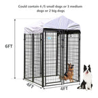 JAXPETY Outdoor Pet CaDog Kennel Steel Wire Pen Run House Covered Shade Shelter Yard Large, 4'L x 4'W x 6'H