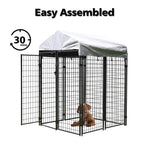 JAXPETY Outdoor Pet CaDog Kennel Steel Wire Pen Run House Covered Shade Shelter Yard Large, 4'L x 4'W x 6'H