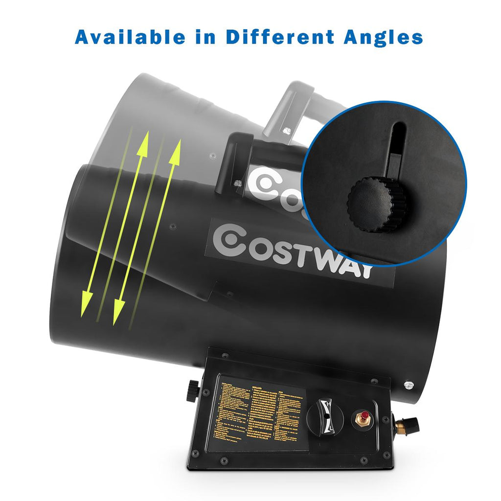 Costway 60000 BTU Portable Propane Forced Air Heater Overheat&amp;Cut-off Protection Outdoor