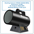 Costway 60000 BTU Portable Propane Forced Air Heater Overheat&amp;Cut-off Protection Outdoor