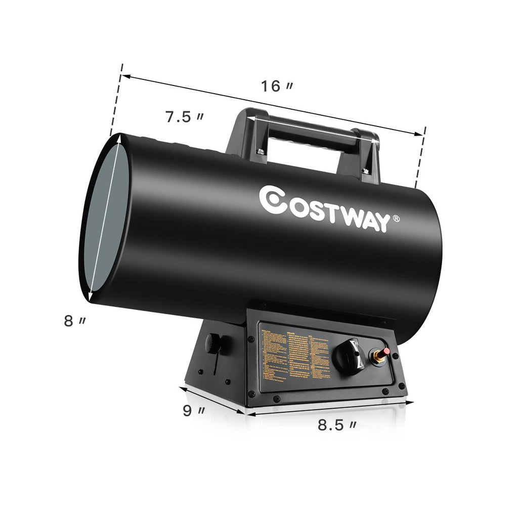 Costway 60000 BTU Portable Propane Forced Air Heater Overheat&amp;Cut-off Protection Outdoor