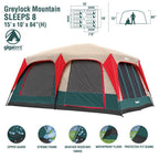 GigaTent Mt. Greylock 15 ft. x 10 ft. 3-Room Tent 8 Person Dome Tent