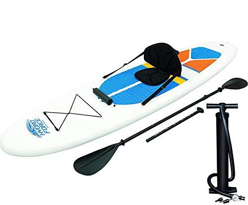 Hydro-Force White Cap Inflatable Stand Up Paddle Board, 10 x 32" x 4" | Inflatable SUP for Adults &amp; Kids | Converts into Kayak |