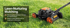 21” Self-Propelled Gas Lawn Mower, 170CC 4-in-1 Mulch/Rear Bag/Side Discharge/Rear Discharge, Foldable Gas Powered Lawn Mowers with 7-Position Cutting Height, Walk-Behind Gas Lawnmower (Yellow)