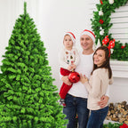 Costway 7.5ft Snow Flocked Hinged Artificial Christmas Tree w/ Metal Stand Green